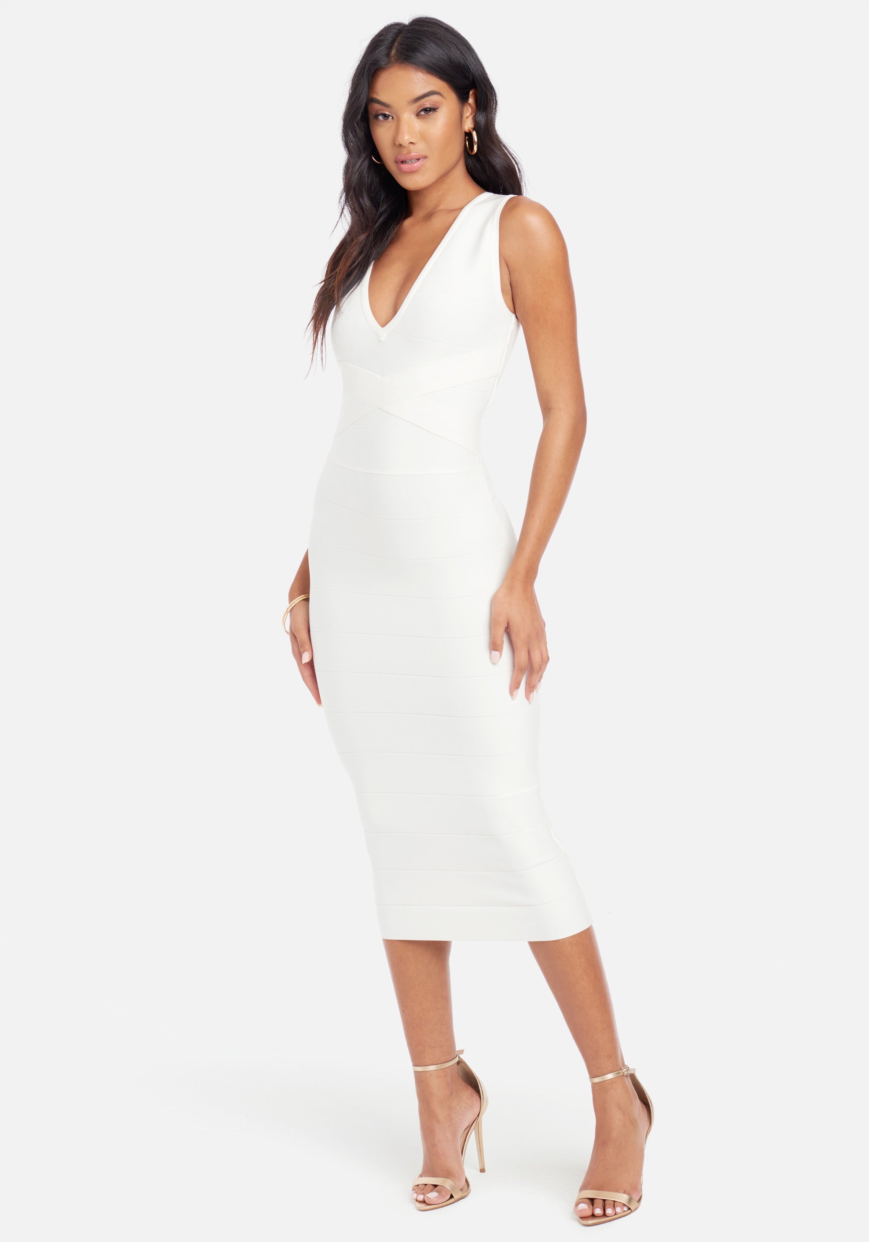 Bandage Midi Dress | bebe